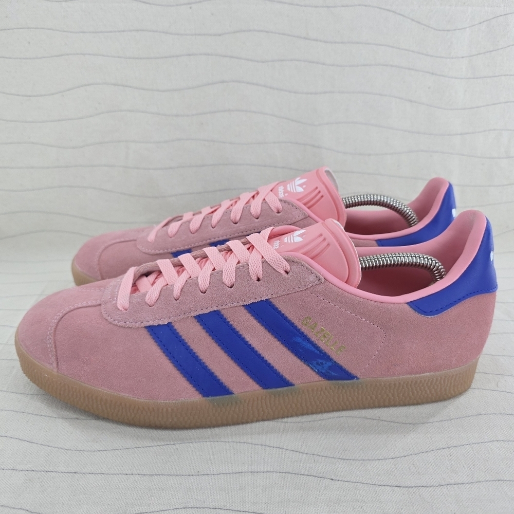 Adidas Mens Originals Gazelle Semi Pink Spark Lucid Blue Shoes JI2077 Size 10.5 - Picture 2 of 16